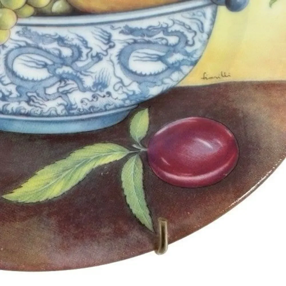 Pair VTG Limoges Plates 1855 L. Marino Godinger Fruit Bowl Still Pears Set of 2